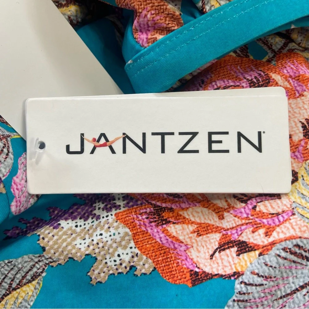 Jantzen Front Wrap Peplum Tankini Swimsuit Top Size 16